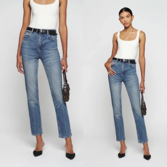 Reformation Liza Ultra High Rise Straight Cropped Jeans - Picture 2 of 6
